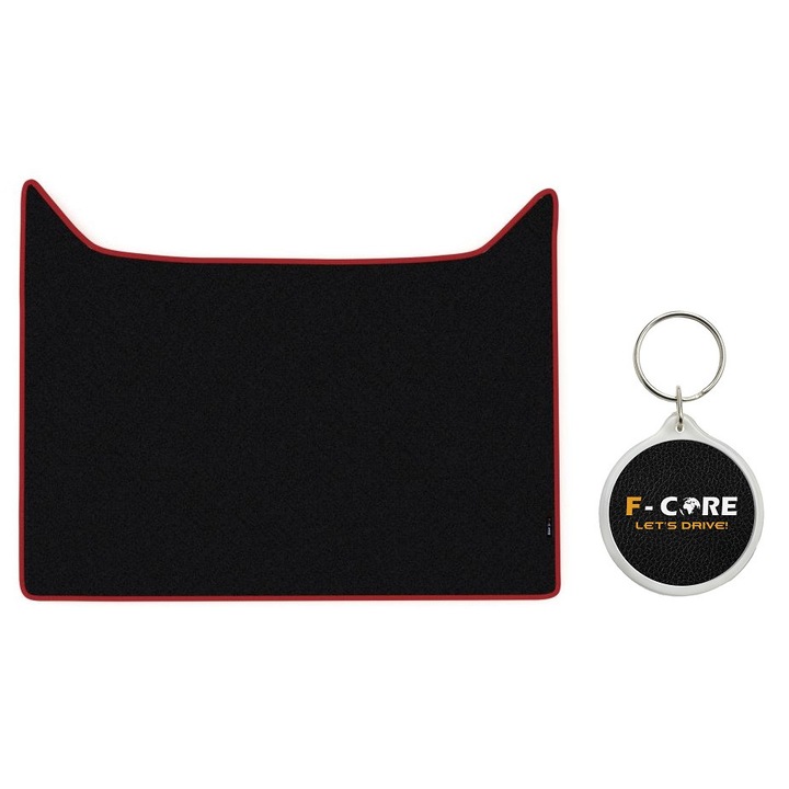 Set Covor Compartiment Picioare, Velur, pentru Tunelul Central, Transmisie Automata, DAF XF 105, XF 106 10/2005-, Rosu, 1 bucata cu Breloc F-CORE