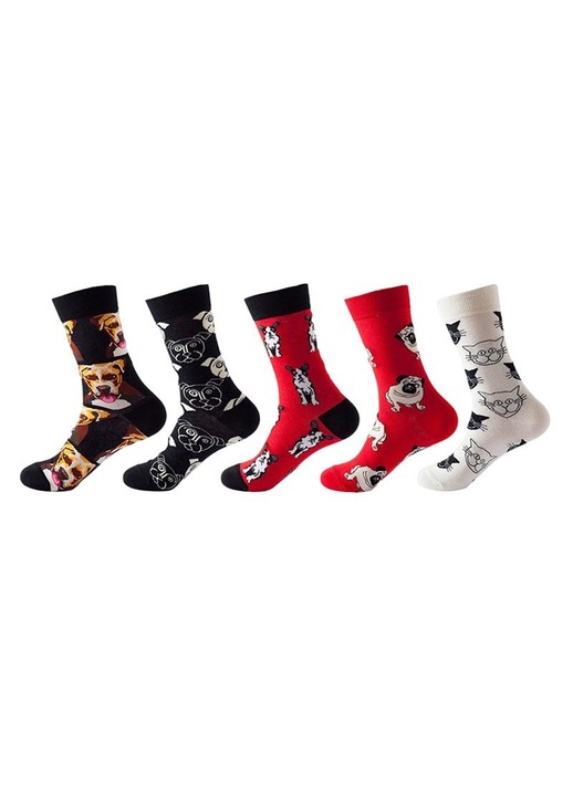 Set 5 prechi sosete, Bumbac, Multicolor, 35-42EU