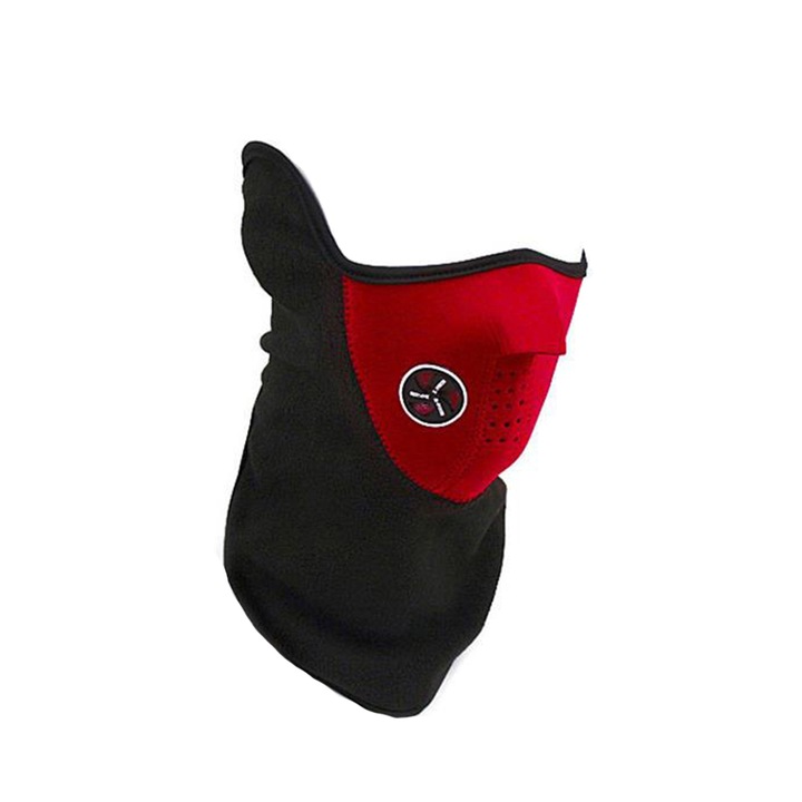 Masca de protectie vant si frig pentru gat, GOGOU®, fata si urechi, ideala pentru ski, bicicleta, alergat, unisex, negru cu rosu