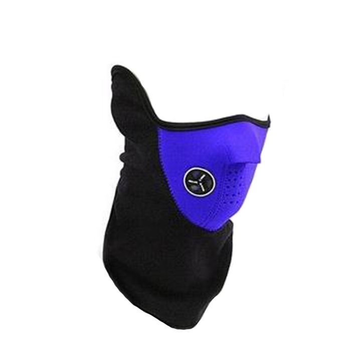 Masca de protectie vant si frig pentru gat, GOGOU®, fata si urechi, ideala pentru ski, bicicleta, alergat, unisex, negru cu albastru