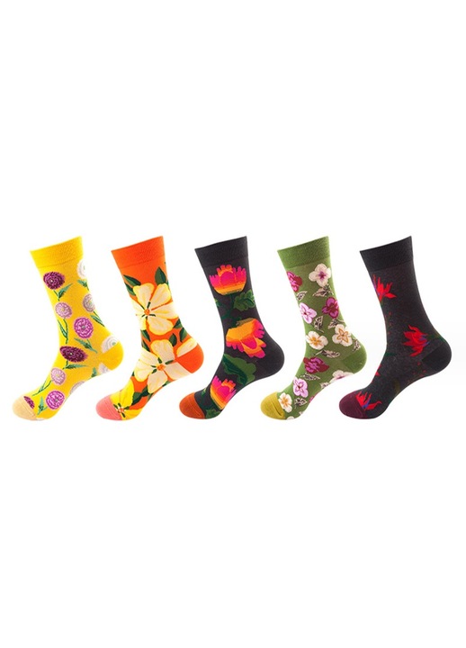 Set 5 prechi sosete, Bumbac, Multicolor, 35-42EU