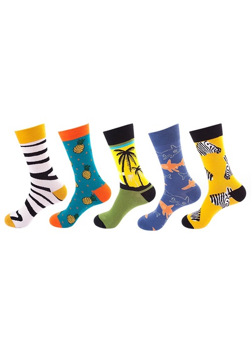 Set 5 perechi sosete, Bumbac, Multicolor, 35-42EU