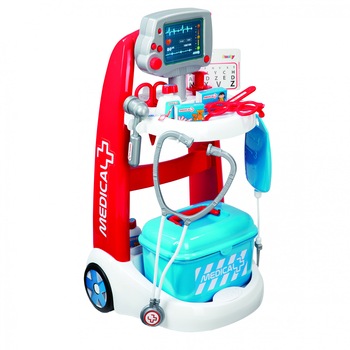 Set doctor Smoby cu troliu, Albastru Set doctor Smoby cu troliu, Albastru
