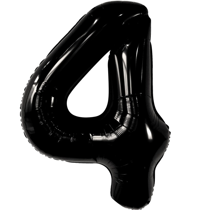 Balon din folie cifra 4, culoare negru, It's Party Time, 100 cm