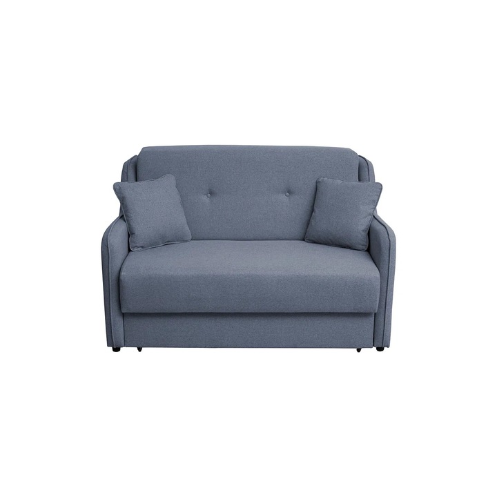 Canapea extensibila Expomob GALA, 2 locuri, cu arcuri si lada depozitare, dimensiuni 140x100x95 cm, culoare albastru