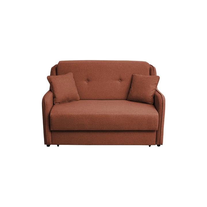 Canapea extensibila Expomob GALA, 2 locuri, cu arcuri si lada depozitare, dimensiuni 140x100x95 cm, culoare caramiziu