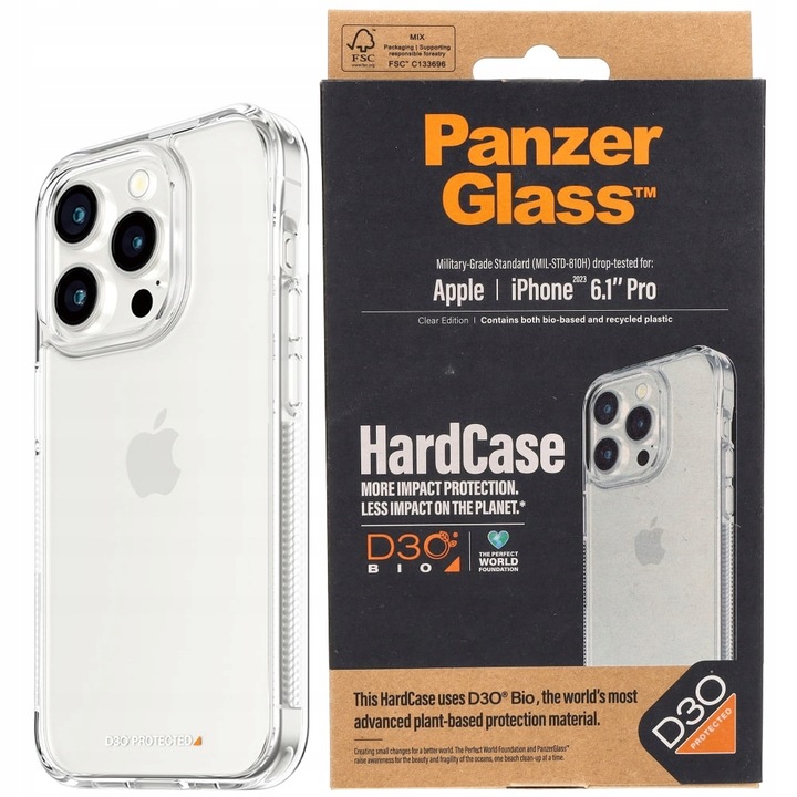 Предпазен калъф Spate Panzer D30 Hard Case за iPhone 15 Pro, Прозрачен