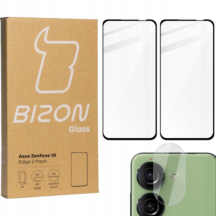 Комплект 2 фолиа за екран/камера за Asus Zenfone 10, Bizon, черно/прозрачно