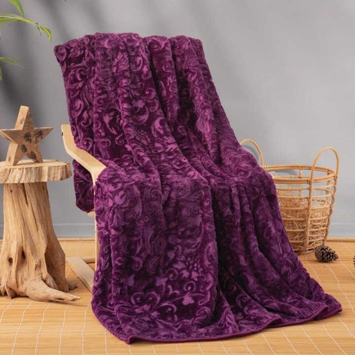 Одеяло за 2 души, Cottonbox, Islami Purple, Микрофибър, 220x240 см