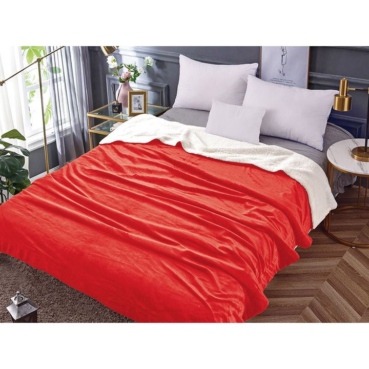 Patura Cocolino cu Blanita, Dormy, Luana, Rosu, 200x230 cm