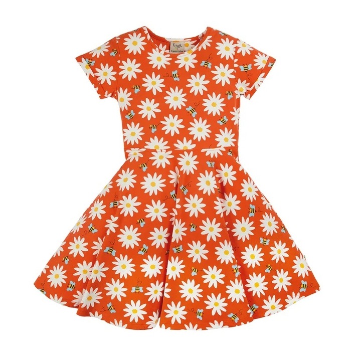 Gördeszkás margarétás ruha, organikus pamut, sokszínű, lányoknak, Többszínű, 83-90 CM