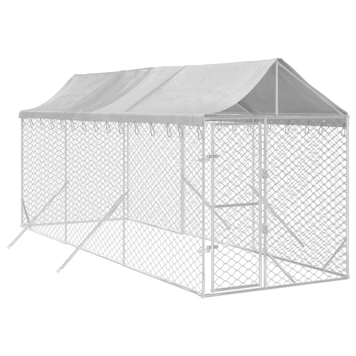 Покрита кошара за животни, Zakito Europe, Поцинкована стомана/полиетилен, 2x6x2.5m, сребриста