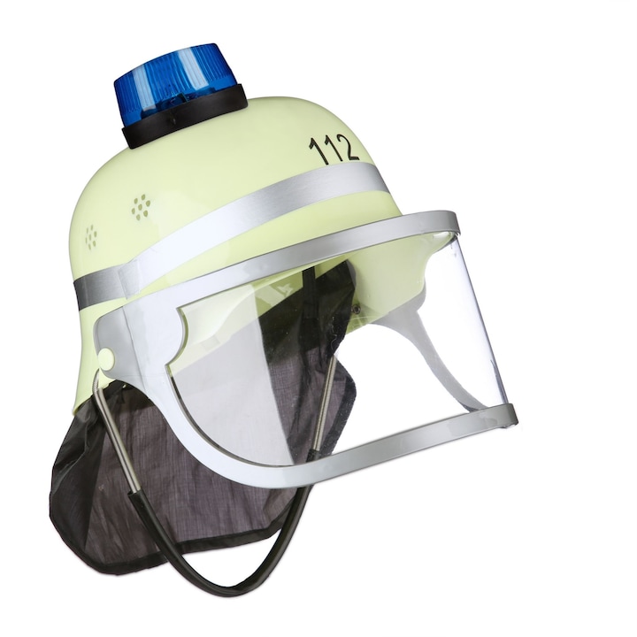 Casca de pompieri pentru copii, Relaxdays, cu lumina albastra