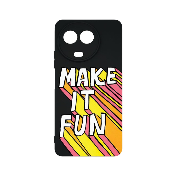 Husa BestCase® Premium Liquid Silicon, Compatibila Cu Realme 11 5G, Make It Fun, SLIM 1.2MM, Microfibra in interior, Antisoc, Protectie Camera, Margini ridicate pentru protectia ecranului, PB 494