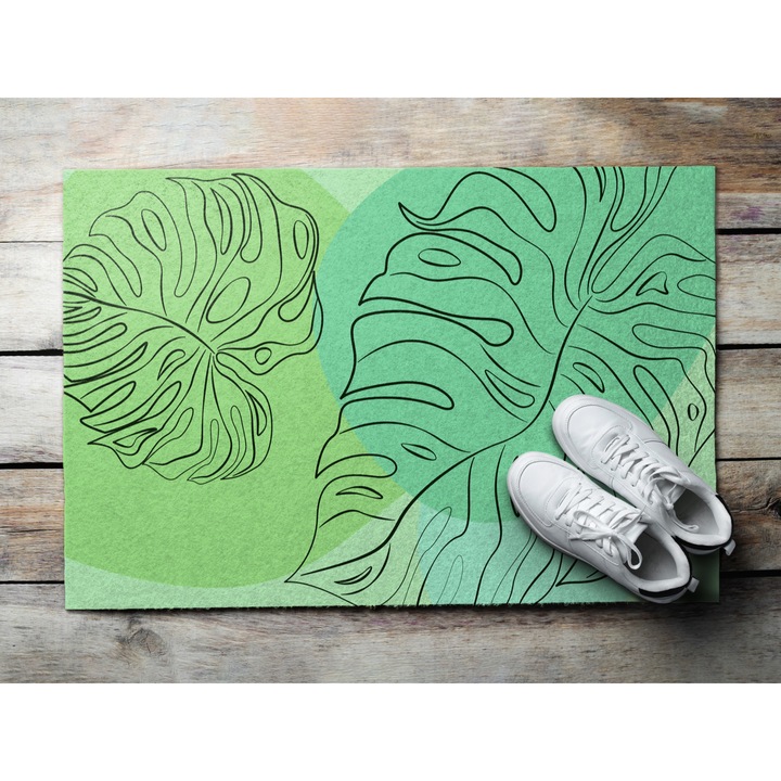 Covoras intrare usa. Coloray. Frunze monstru. Verde. 90 x 60 cm. 010650720020000077574