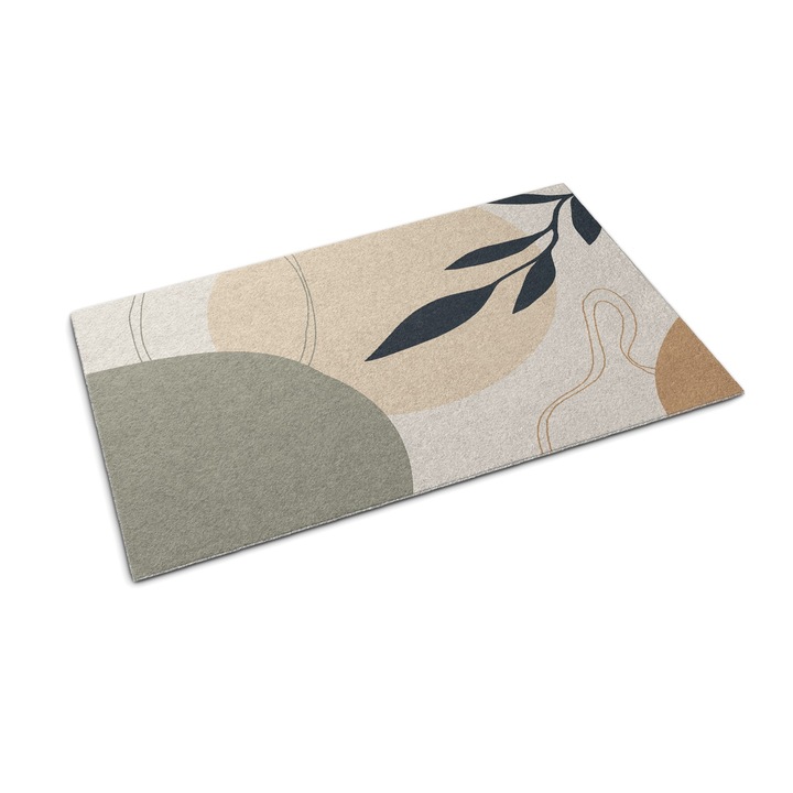 Bejárati szőnyeg, Tulup, Növény levél, Bézs, 60 cm x 40 cm, 0000088046