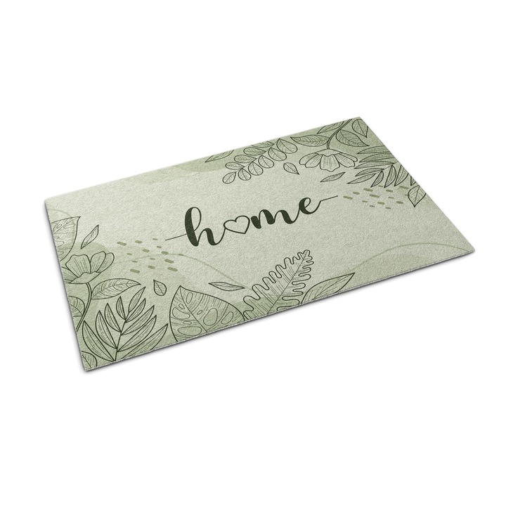 Bejárati szőnyeg, Tulup, Virágos motívum, Zöld, 60 cm x 40 cm, 0000088055