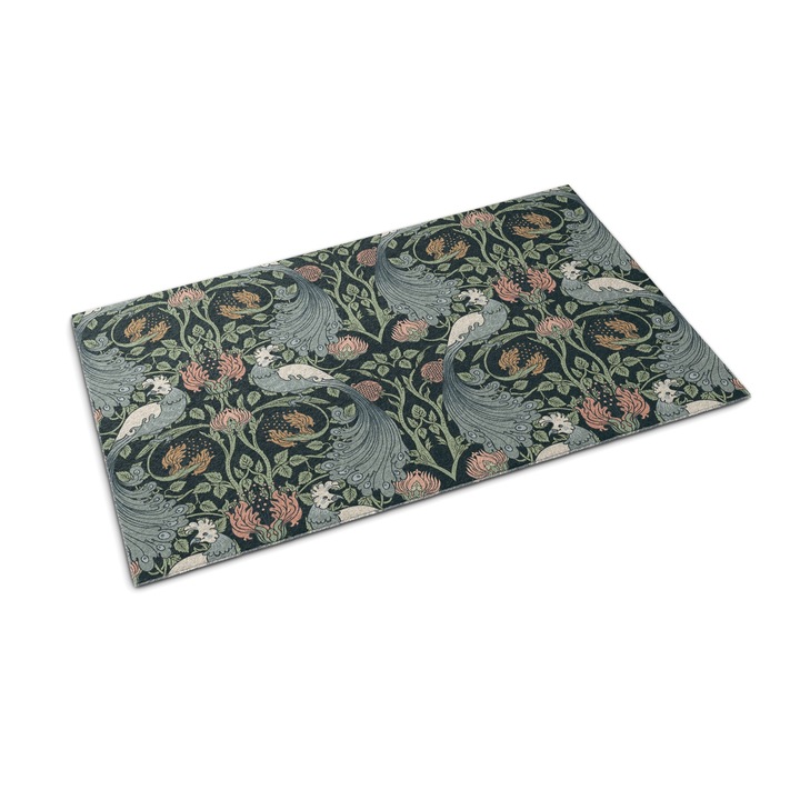 Bejárati szőnyeg, Tulup, Ültess madarakat, Zöld inchis, 60 cm x 40 cm, 0000077466