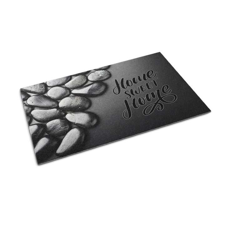 Bejárati szőnyeg, Tulup, Zen kövek, Fekete, 60 cm x 40 cm, 0000088144