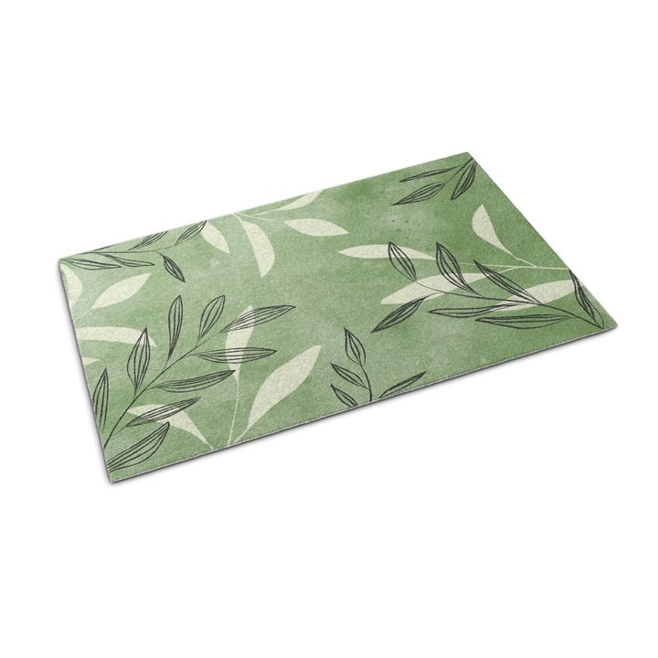 Bejárati szőnyeg, Tulup, Akvarell levelek, Zöld, 60 cm x 40 cm, 0000077731