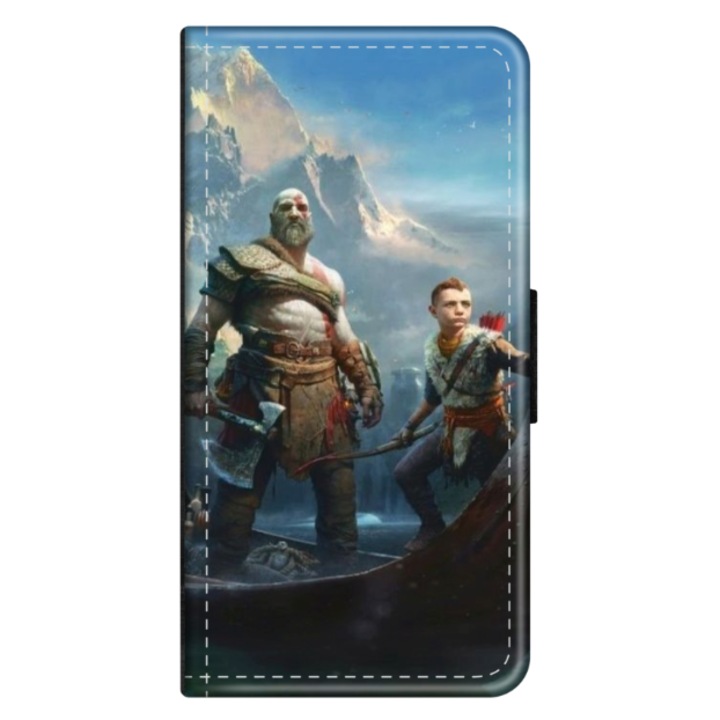 Husa personalizata tip carte HQPrint pentru Samsung Galaxy A03s, model God of War #1, multicolor, S1D1M0008