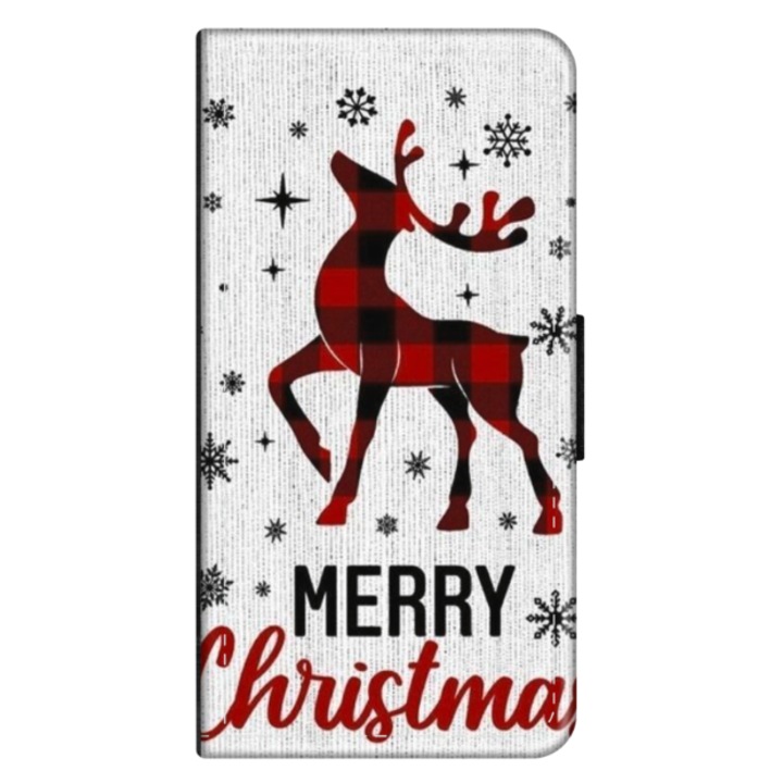 Персонализиран калъф книга HQPrint за Apple iPhone XS Max, модел Merry Christmas Reindeer #1, многоцветен, S1D1M0049
