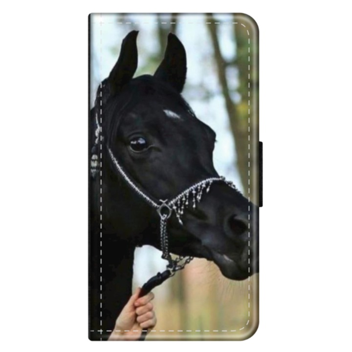 Husa personalizata tip carte HQ Print pentru Huawei P10, model Black Horse, multicolor, S1D1M0019