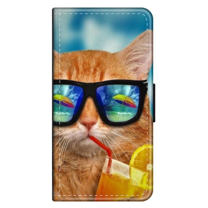 Персонализиран калъф книга HQPrint за Samsung Galaxy A53 5G, модел Cool Cat, многоцветен, S1D1M0031