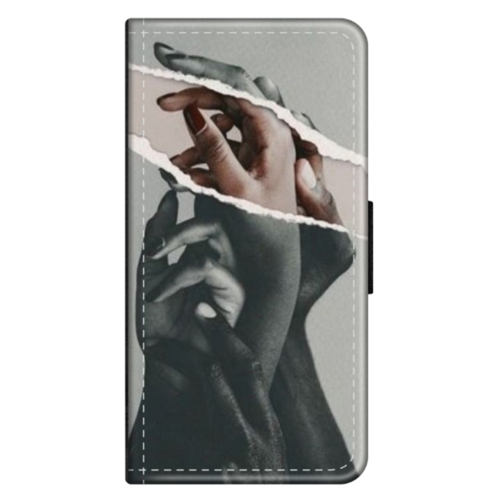 Персонализиран калъф HQPrint книжка за Samsung Galaxy A03, модел Black and White Hands, многоцветен, S1D1M0300