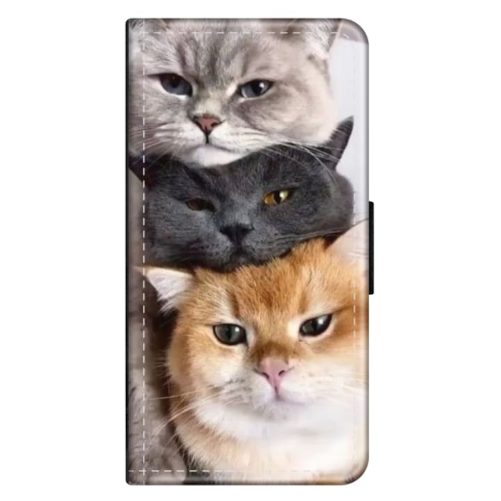 Персонализиран флип калъф HQPrint за Apple iPhone XS, модел Cats, многоцветен, S1D1M0116