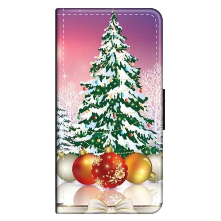 Персонализиран HQPrint калъф книга за Samsung Galaxy A40, Christmas Tree модел №1, многоцветен, S1D1M0057