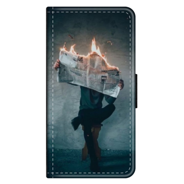Персонализиран калъф книга HQPrint за Samsung Galaxy A40, модел Burn the News, многоцветен, S1D1M0345
