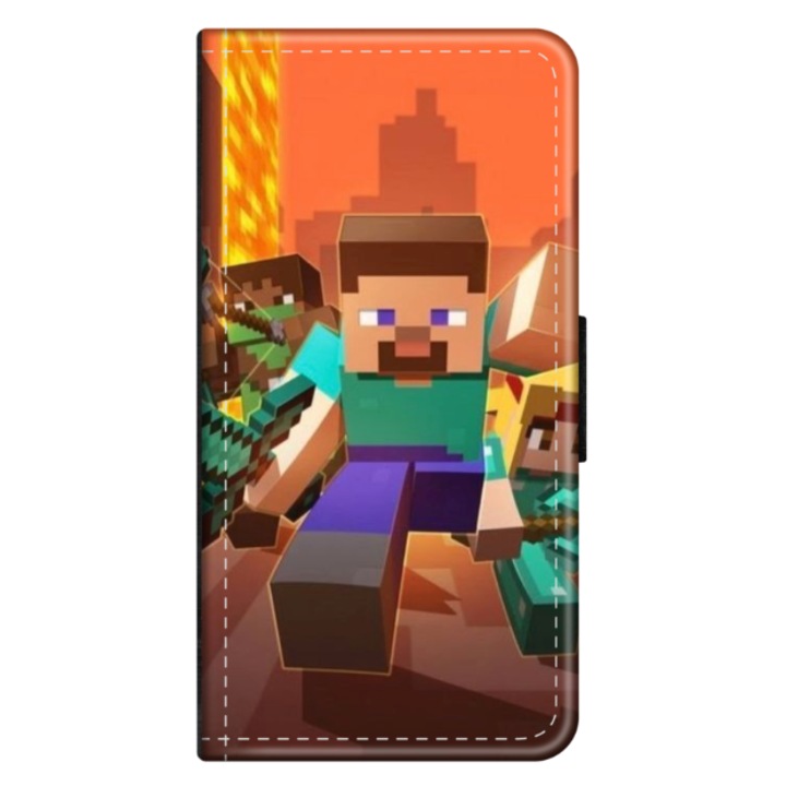 Husa personalizata tip carte HQ Print pentru OPPO Reno 7 5G, model Minecraft #1, multicolor, S1D1M0125