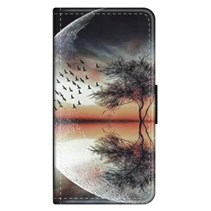 Husa personalizata tip carte HQ Print pentru Huawei P smart 2019, model Time Flies #3, multicolor, S1D1M0366