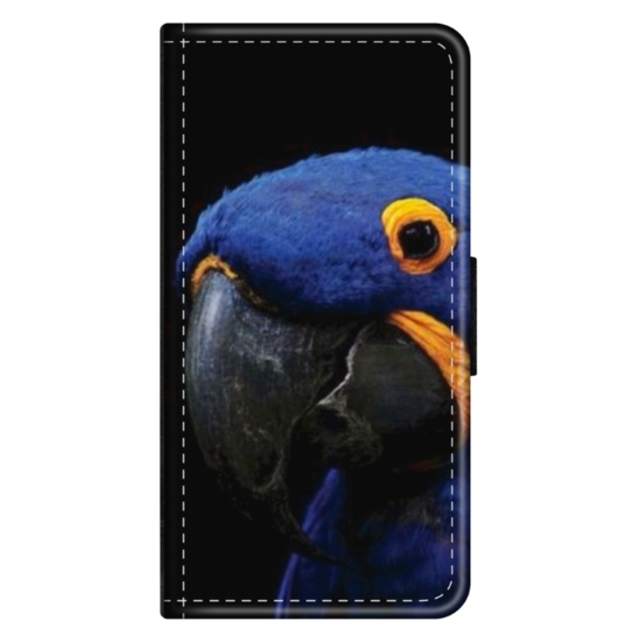 Персонализиран калъф книга HQPrint за Samsung Galaxy A03, модел Blue Parrot, многоцветен, S1D1M0145
