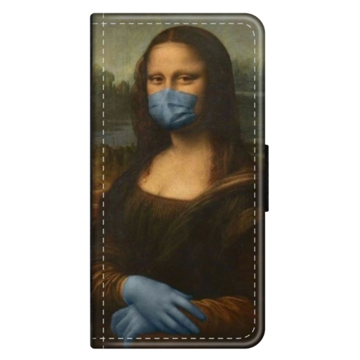 Husa personalizata tip carte HQ Print pentru Motorola Moto G60, model Covid Mona Lisa, multicolor, S1D1M0327