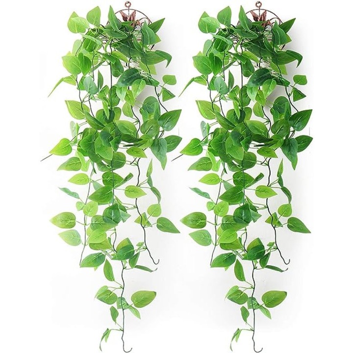 Set 2 plante artificiale, Cersaty, Plastic, Verde