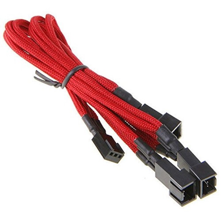 BitFenix 3-Pin 90cm Harisnyázott Piros/Fekete hűtő Hosszabbító kábel