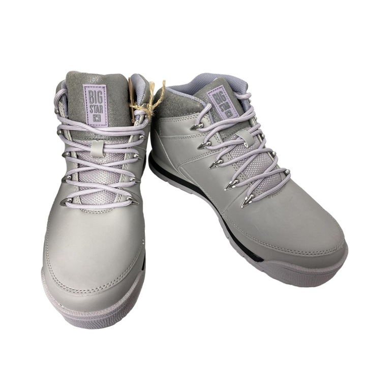 Bocanci sport dama, Big Star, Piele ecologica, Gri, Gri