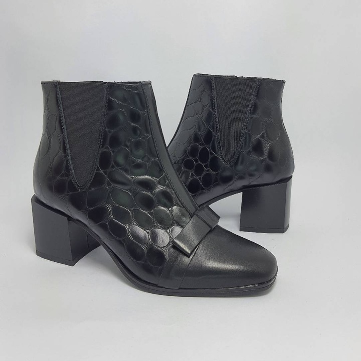 Botine Higo din piele naturala pentru dama, Negru