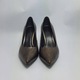 Pantofi cu toc pentru femei, Higo, Piele naturala, Maro metalizat, 40 EU