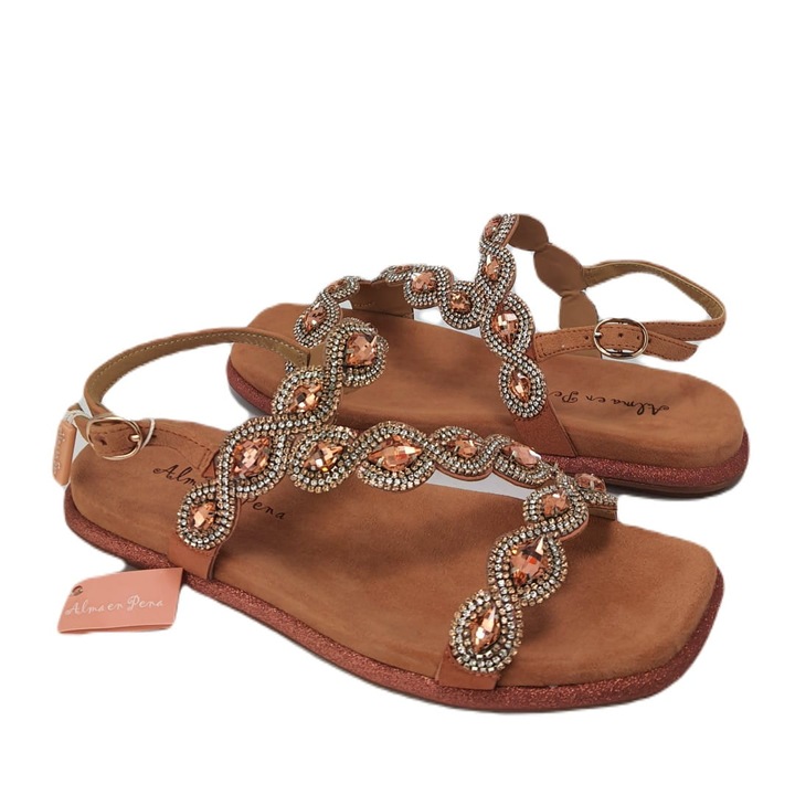 Sandale dama, ALMA EN PENA, Piele naturala, Portocaliu, Portocaliu, 36