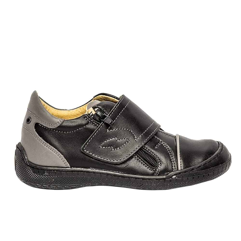 Pantofi din piele pentru copii Goal negru, PJ Shoes