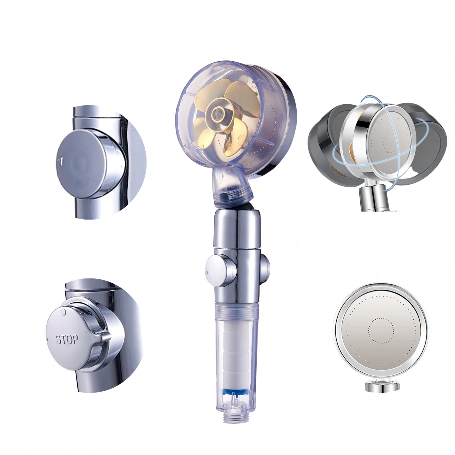 Para Cap de Dus cu Elice si Jet cu Presiune Foarte Puternica, Cap ...