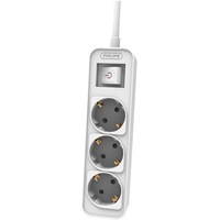 Prelungitor Philips CHP2134W/58, cu intrerupator, protectie copii, 3 prize, 1.5 m, Alb