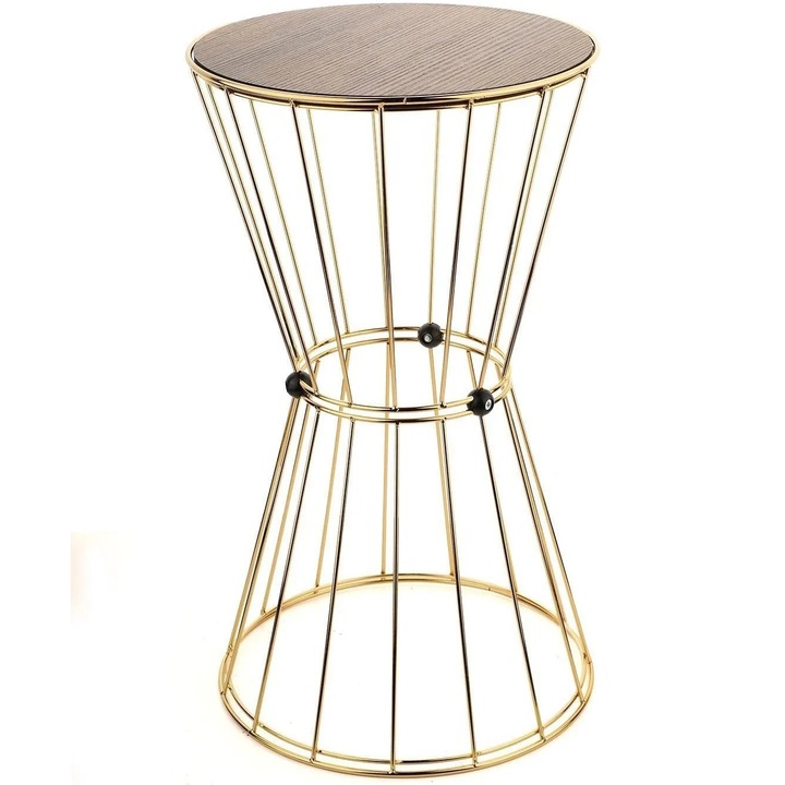 Masuta de cafea Gauge Concept, 32x32x56 cm, Aur, Nuc