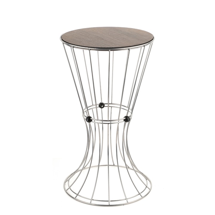 Masuta de cafea Gauge Concept, 32x32x56 cm, Crom, Nuc