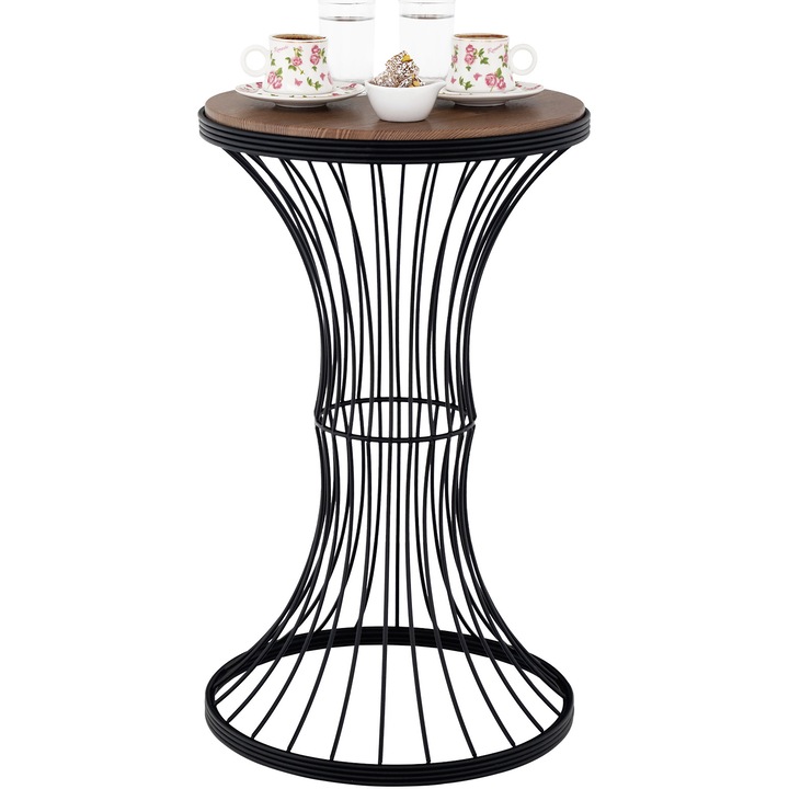 Masuta de cafea Gauge Concept, 35x35x58 cm, Negru, Nuc