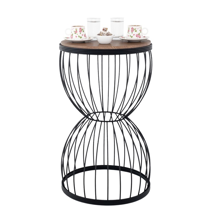 Masuta de cafea Gauge Concept, 35x35x58 cm, Negru, Nuc