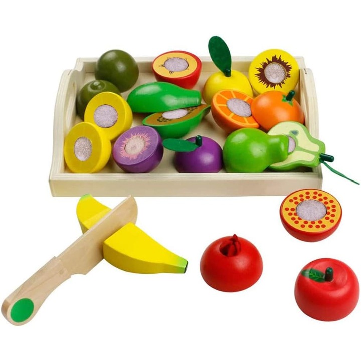 Set alimente pentru bucatarii copii, QttvbTna, Lemn, multicolor, 5x5x5.9cm, 3ani+